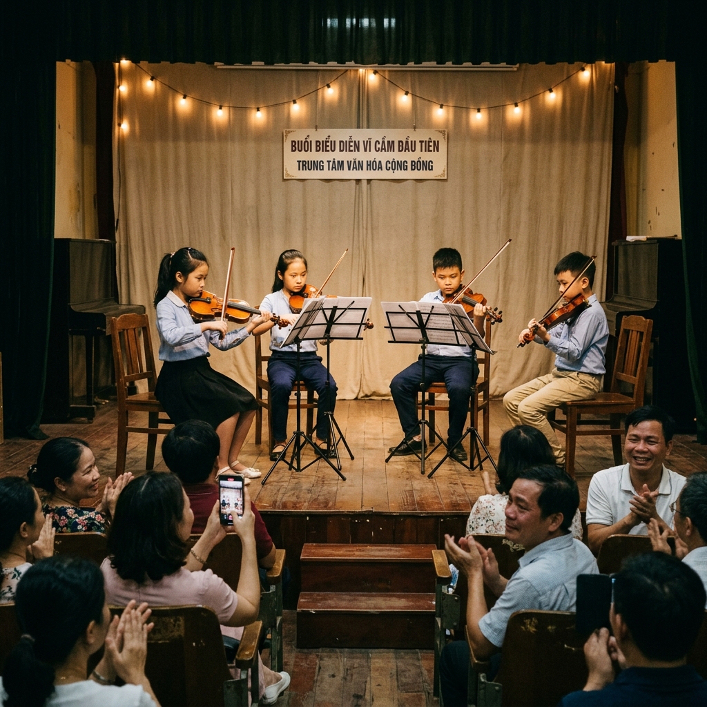 Buổi biểu diễn báo cáo của học viên Violin